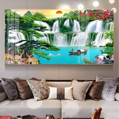 File in trần Tranh sơn thủy thác nước PT7223 (file gốc) chủ đề vũ trụ