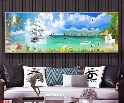 Hình ảnh file gốc in trần nhà Tranh sơn thủy thác nước PT7238