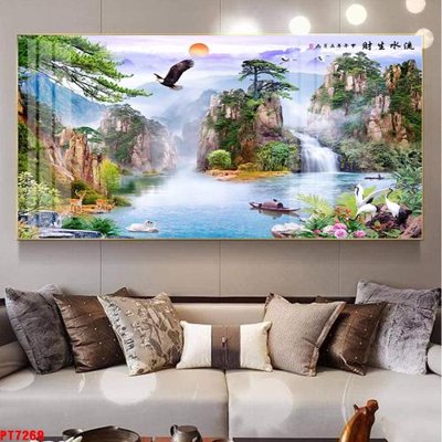 File in trần Tranh sơn thủy thác nước PT7269 (bản gốc) hoa văn