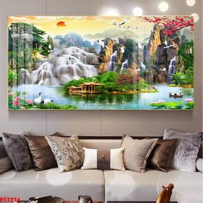 File tranh Tranh sơn thủy thác nước PT7274 (gốc) chủ đề động vật