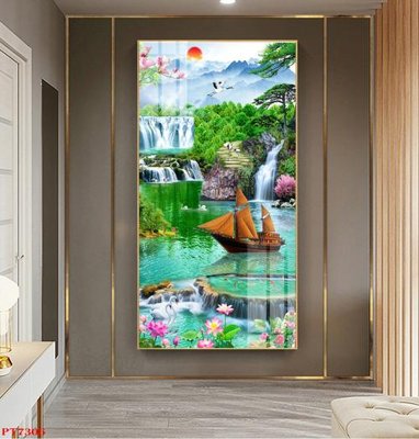File PSD Tranh sơn thủy thác nước PT7306 (bản gốc) cho nhà in