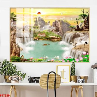 Tệp tin gốc Tranh sơn thủy thác nước PT7329 (chất lượng) Tranh sơn thủy thác nước PT7329