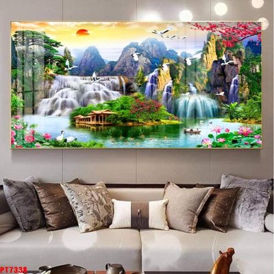 Tải file gốc Tranh sơn thủy thác nước PT7338 (in tráng gương) siêu đẹpFile tranh gốc Tranh sơn thủy thác nước PT7338 chất lượng cao