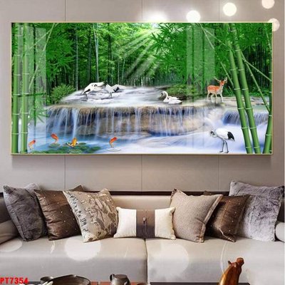 File tranh gốc Tranh sơn thủy thác nước PT7354 (bản quyền) Filetranh.com