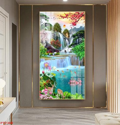 File tranh Tranh sơn thủy thác nước PT7368 (gốc) in vải canvas