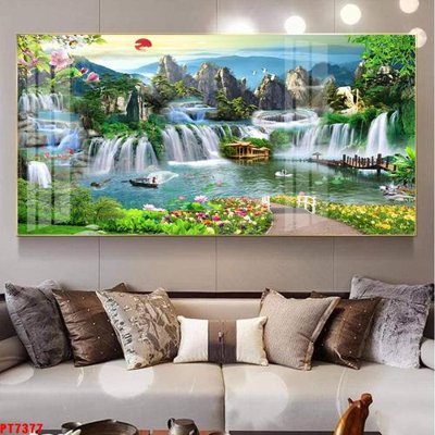 File tranh Tranh sơn thủy thác nước PT7377 (ảnh gốc) không bị mờ