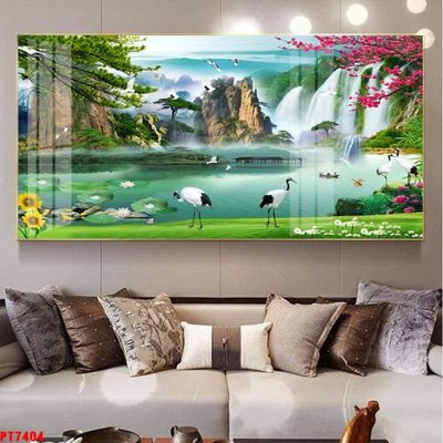Tải xuống file tranh gốc Tranh sơn thủy thác nước PT7404 (PSD/TIFF)