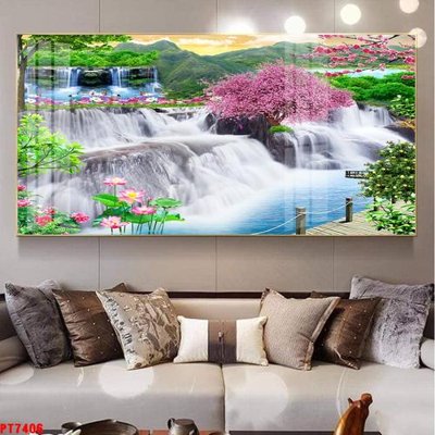 Tải file Tranh sơn thủy thác nước PT7406 (PSD) cho in ấn quảng cáo