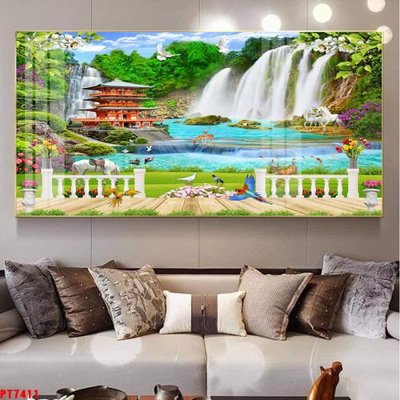 Tải file Tranh sơn thủy thác nước PT7411 (gốc) làm file in ấn