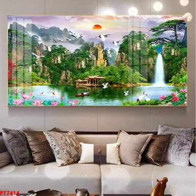 File PSD Tranh sơn thủy thác nước PT7414 (nguyên bản) cho thiết kế