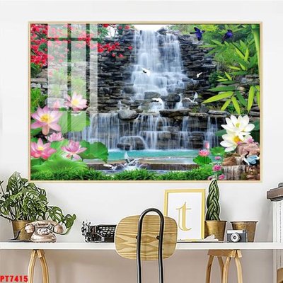 File gốc Tranh sơn thủy thác nước PT7415 (phong cách) châu Âu