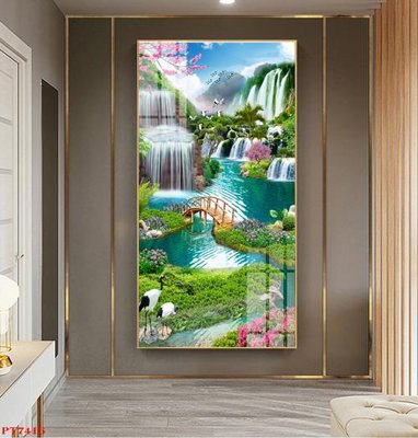 File gốc Tranh sơn thủy thác nước PT7416 (thiết kế) độc quyền