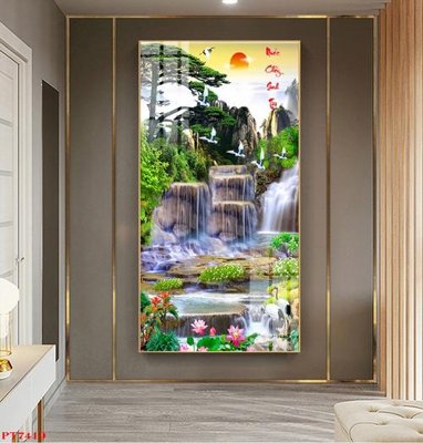 Tải file tranh Tranh sơn thủy thác nước PT7419 (ảnh gốc) ngay