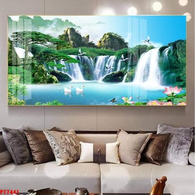 Tệp tin gốc Tranh sơn thủy thác nước PT7441 (chất lượng) Tranh sơn thủy thác nước PT7441