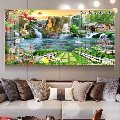 File gốc Tranh sơn thủy thác nước PT7444 (phong cách) châu Âu
