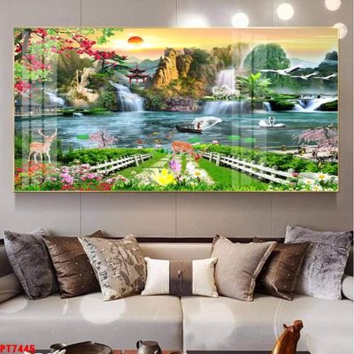 File gốc Tranh sơn thủy thác nước PT7445 (chuẩn màu) cho in offset