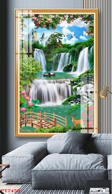File ảnh Tranh sơn thủy thác nước PT7450 (gốc) in biển hiệu
