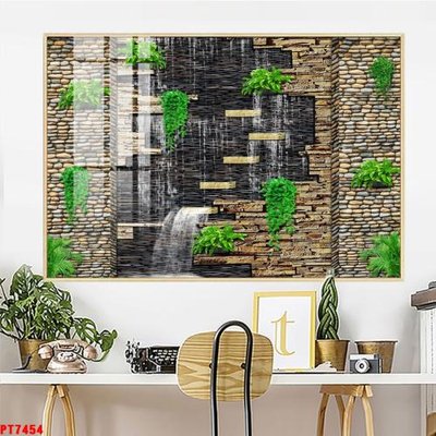 File PSD Tranh sơn thủy thác nước PT7454 (nguyên gốc) chất lượng cao