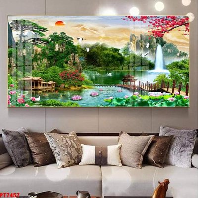 File tranh Tranh sơn thủy thác nước PT7457 (ảnh gốc) độ nét vượt trội