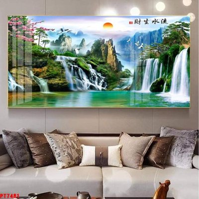 Tải file Tranh sơn thủy thác nước PT7481 (gốc) làm file thiết kế