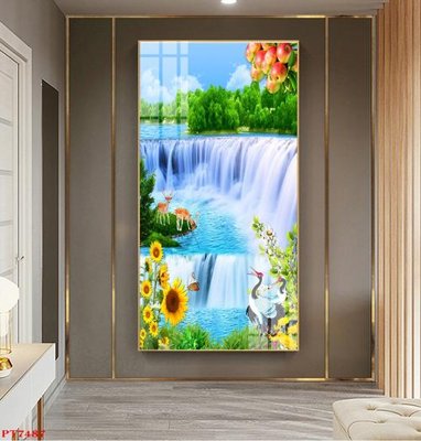 Tải file gốc Tranh sơn thủy thác nước PT7487 (bản PSD) chỉnh sửa được