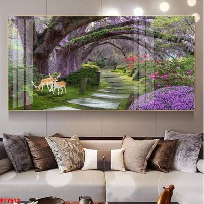 File gốc in mica Tranh sơn thủy thác nước PT7512 chất lượng