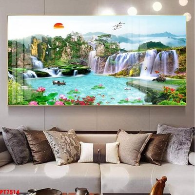 Tải file Tranh sơn thủy thác nước PT7514 (ảnh gốc) 300dpi Tranh sơn thủy thác nước PT7514