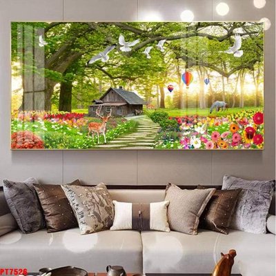 Download file gốc Tranh sơn thủy thác nước PT7526 (in mica) trong suốt