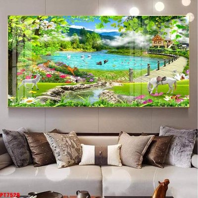 Mua file gốc Tranh sơn thủy thác nước PT7529 (chất lượng) tại Filetranh.com