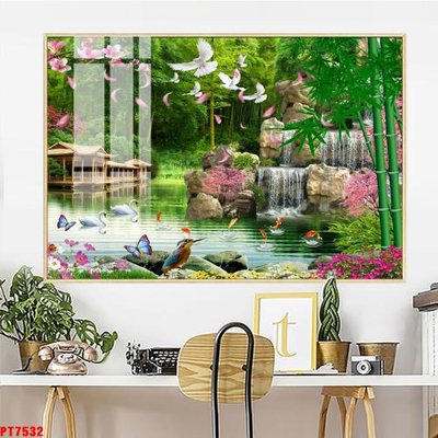 Tải file gốc Tranh sơn thủy thác nước PT7532 (in không vỡ ảnh)