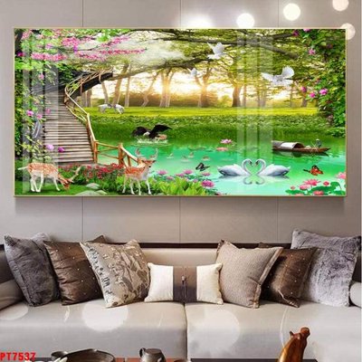 Tải file Tranh sơn thủy thác nước PT7537 (PSD) cho in tranh 3D