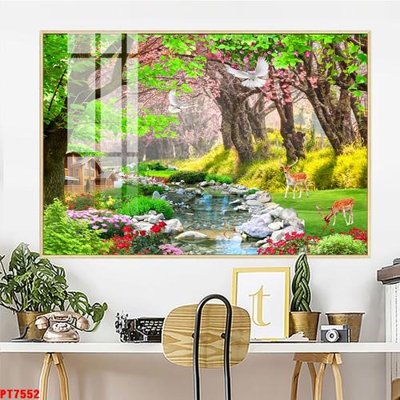 File gốc Tranh sơn thủy thác nước PT7552 (PNG) không nền chất lượng