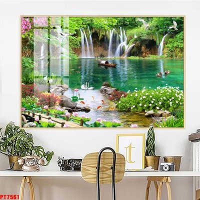 Tải file gốc Tranh sơn thủy thác nước PT7561 dùng cho in ấn