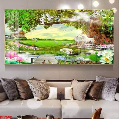 File tranh Tranh sơn thủy thác nước PT7562 (ảnh gốc) không bị mờ