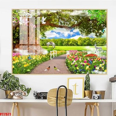 File tranh in mica Tranh sơn thủy thác nước PT7571 (độ phân giải cao)