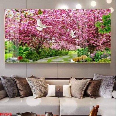 File gốc Tranh sơn thủy thác nước PT7575 (in 3D) nghệ thuật