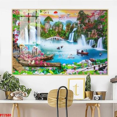 Tải file Tranh sơn thủy thác nước PT7591 (gốc) in ấn ngay lập tức