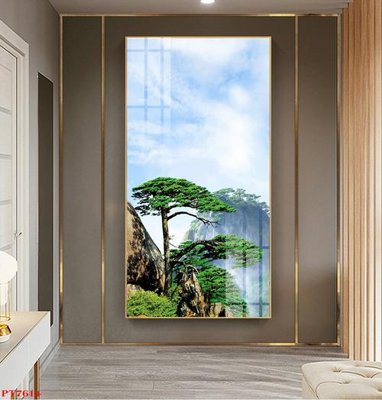 File tranh Tranh sơn thủy thác nước PT7614 (bản gốc) in lụa 5D