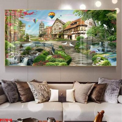 File ảnh Tranh sơn thủy thác nước PT7616 (gốc) in standee