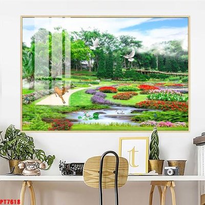 Download file gốc Tranh sơn thủy thác nước PT7618 (in mica) logo