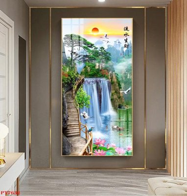 File PSD Tranh sơn thủy thác nước PT7632 (bản gốc) dễ dàng edit