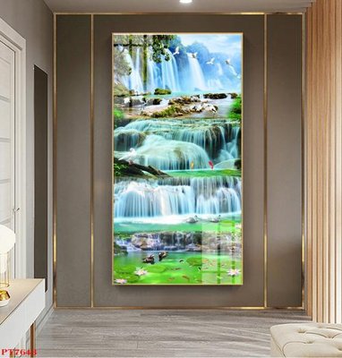 Tải file Tranh sơn thủy thác nước PT7643 (gốc) làm tranh trang trí