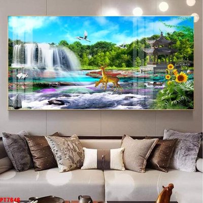 File ảnh gốc Tranh sơn thủy thác nước PT7646 không vỡ nét