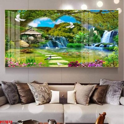 Mua file gốc Tranh sơn thủy thác nước PT7672 (chất lượng) tại Filetranh.com