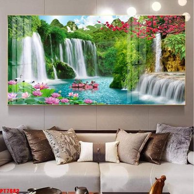 File gốc Tranh sơn thủy thác nước PT7682 (thiết kế) cho in ấn