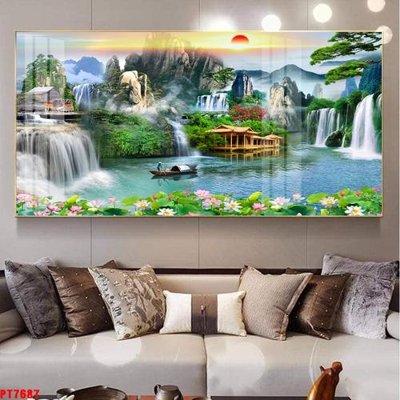 Tải file Tranh sơn thủy thác nước PT7687 (ảnh gốc) 300dpi Tranh sơn thủy thác nước PT7687