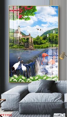 File gốc Tranh sơn thủy thác nước PT7702 (thiết kế) cho in ấn