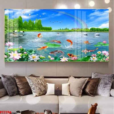 File tranh Tranh sơn thủy thác nước PT7704 (gốc) in backlit film