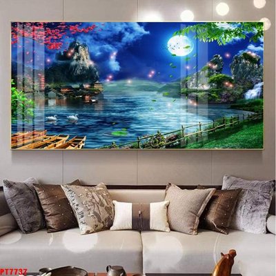 Tải file Tranh sơn thủy thác nước PT7737 (gốc) làm tranh treo tường