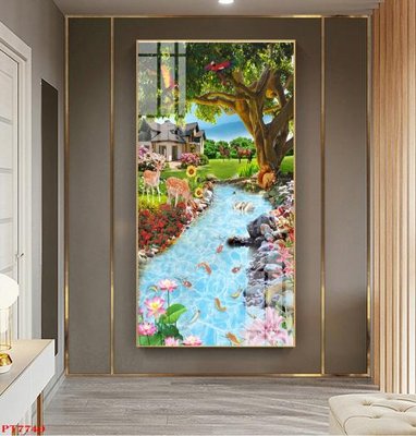 Tải file Tranh sơn thủy thác nước PT7740 (ảnh gốc) in tráng gương